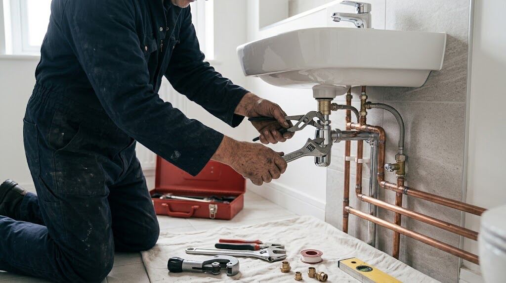 Everyday plumbing installation concept