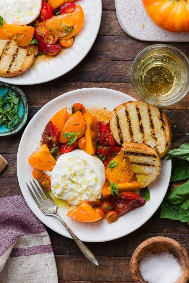 Burrata with heritage tomatoes